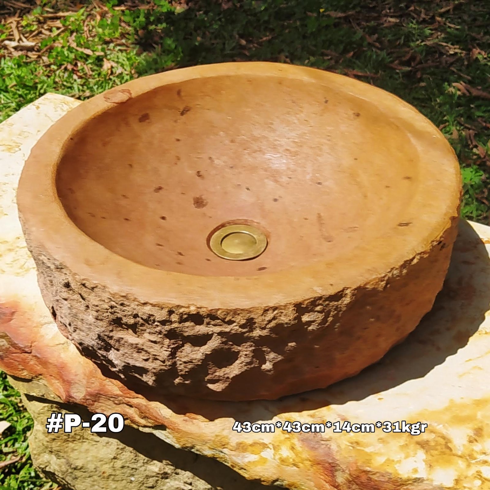 Lavamanos en piedra recto clasico, piedra arenisca color variable ocre