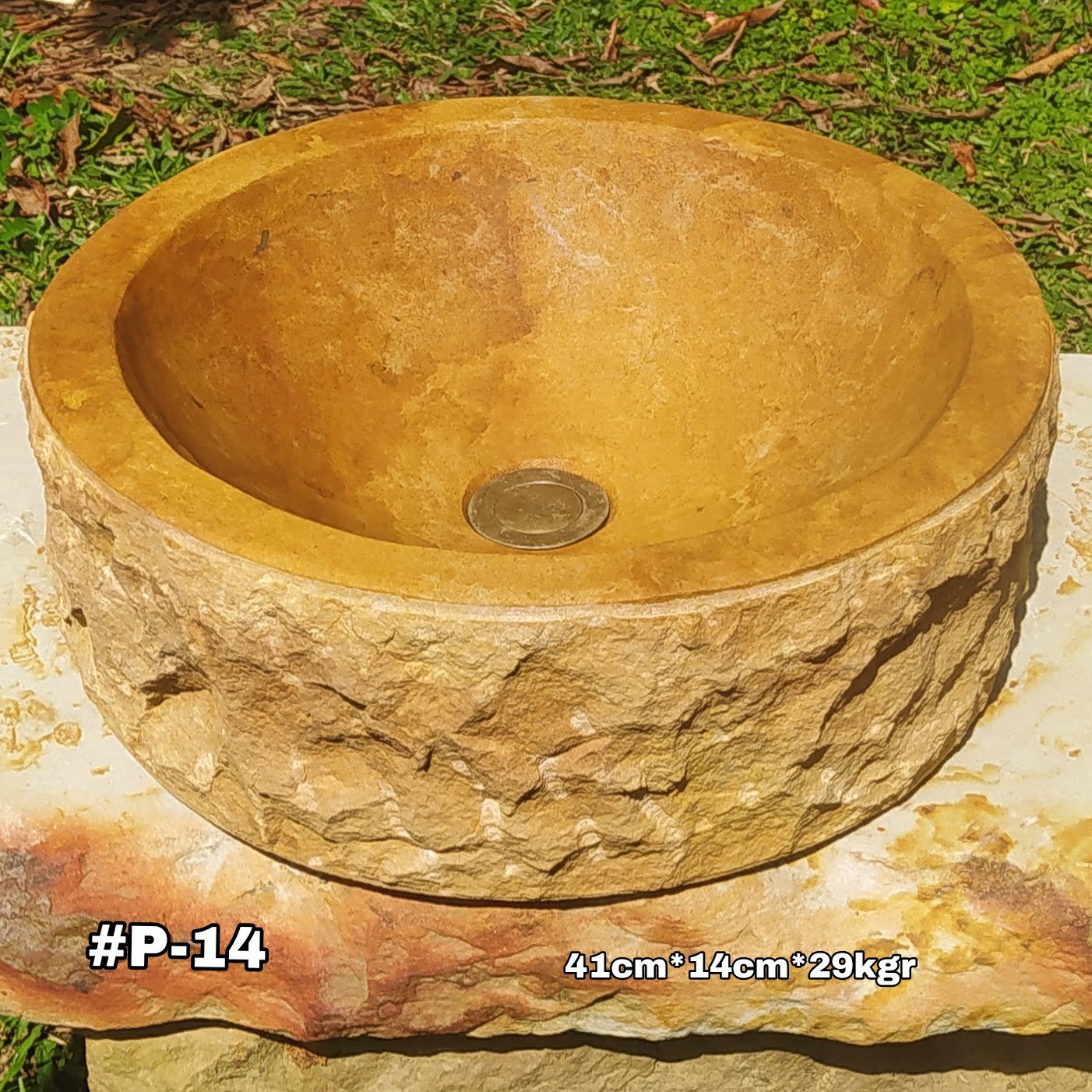 Lavamanos en piedra clasico color amarillo ocre