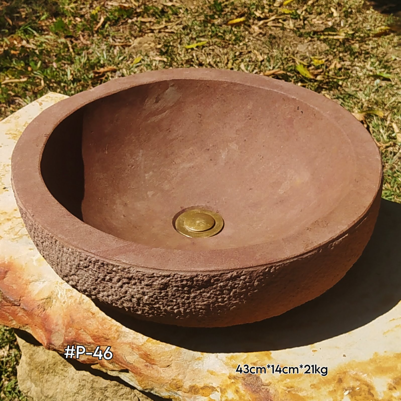 Lavamanos en piedra arenicas colorido terracora, Piedras Ocres