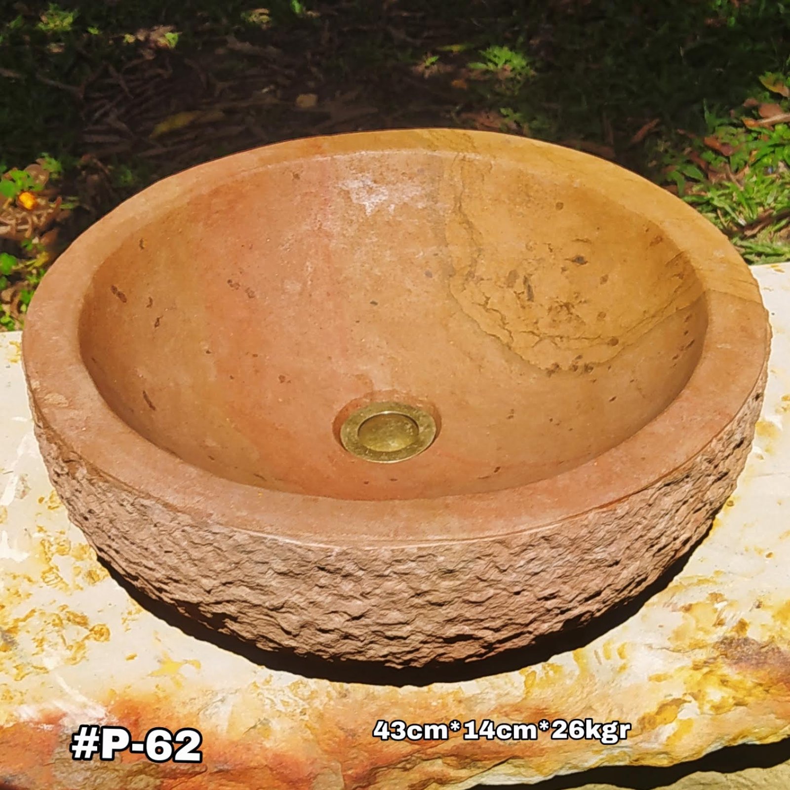 Lavamanos en piedra pulido clasico en piedra arenisca color ocre