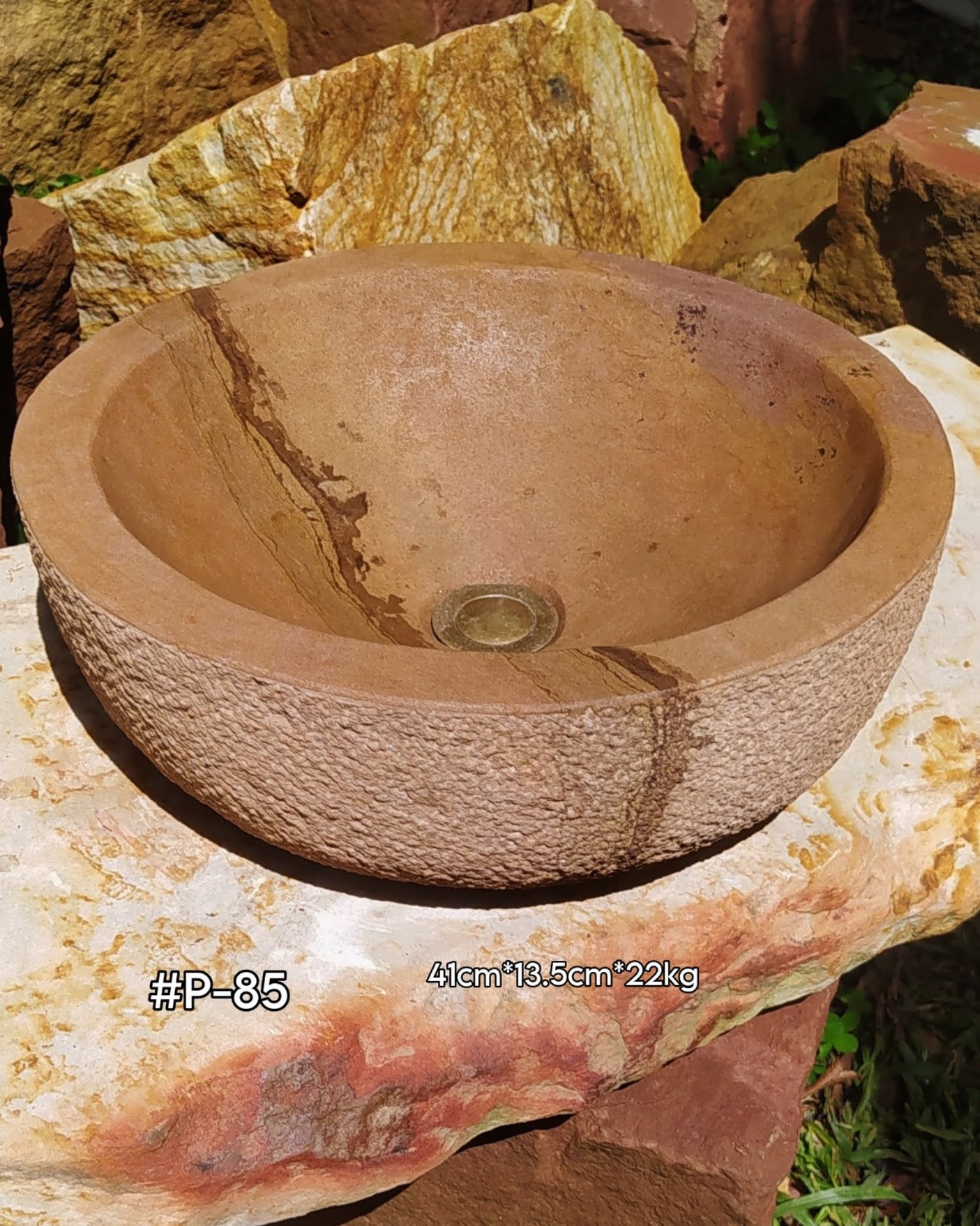 Lavamanos en piedra clasico. Piedras Ocres