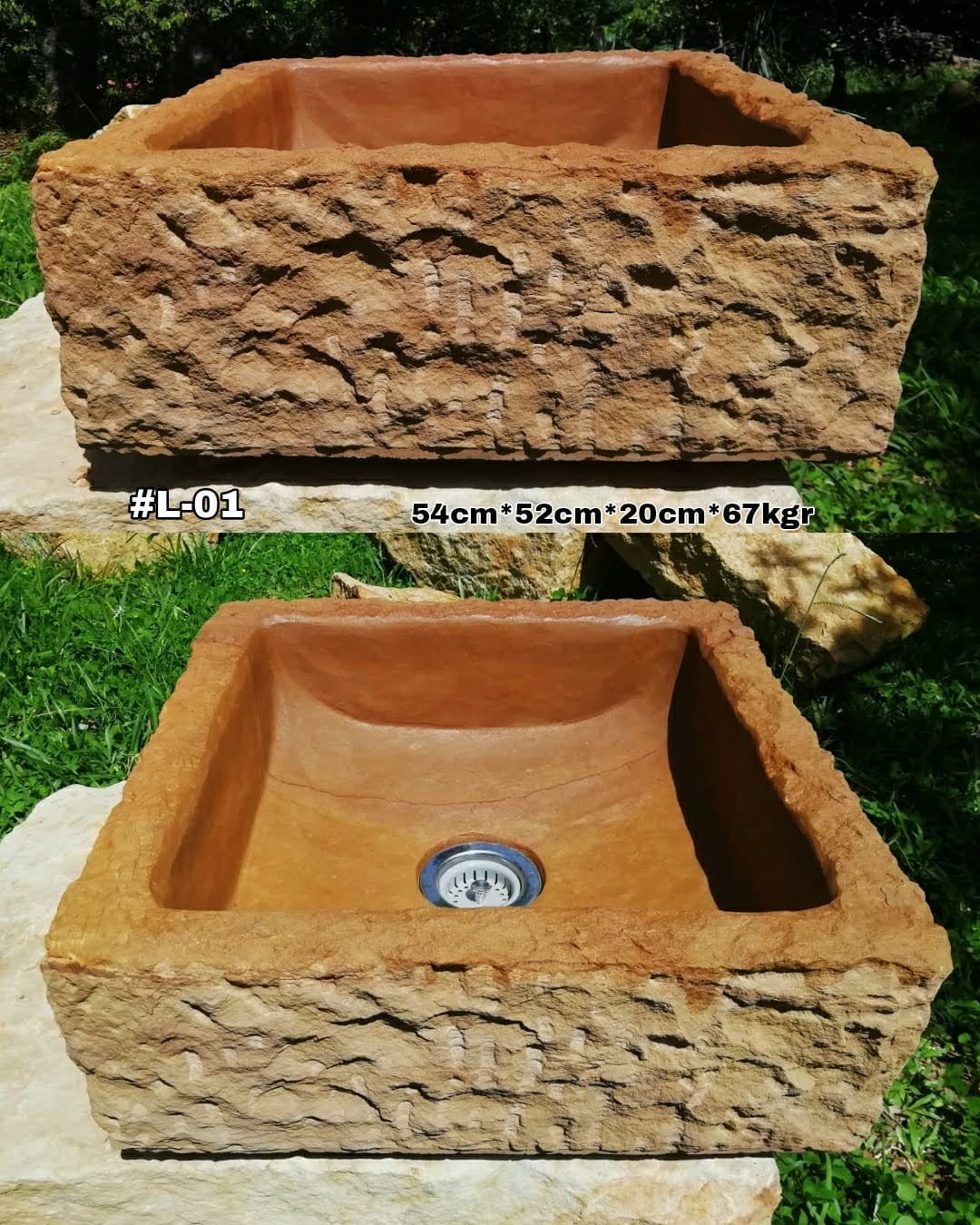 Lavapaltos en piedra arenisca colorido amarillo ocre