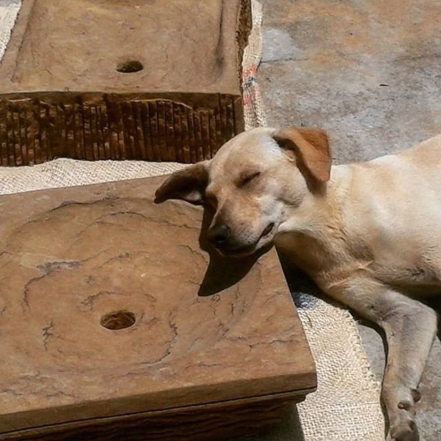 Lavamanos en piedra como almohada