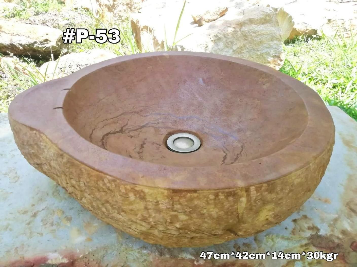 Lavamanos en piedra pulido color terracota