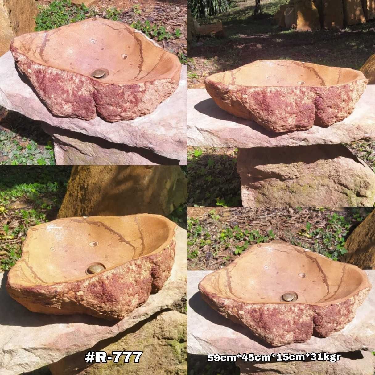 Lavamanos en piedra rustico de montaña natural