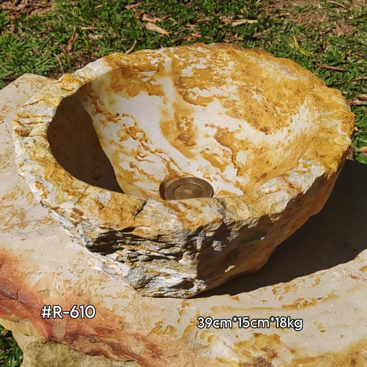 Lavamanos de Piedra Rústico de Cantera. Piedras Ocres