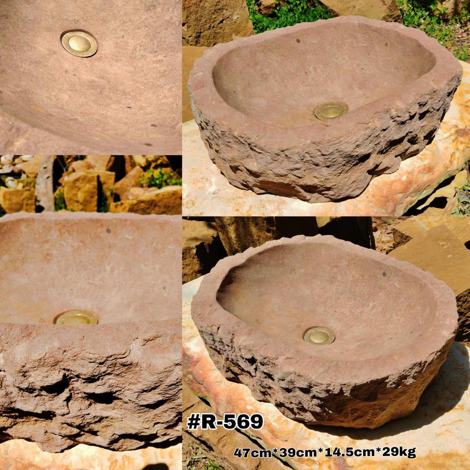 Lavamanos en piedra arenisca ovalado. Piedras Ocres