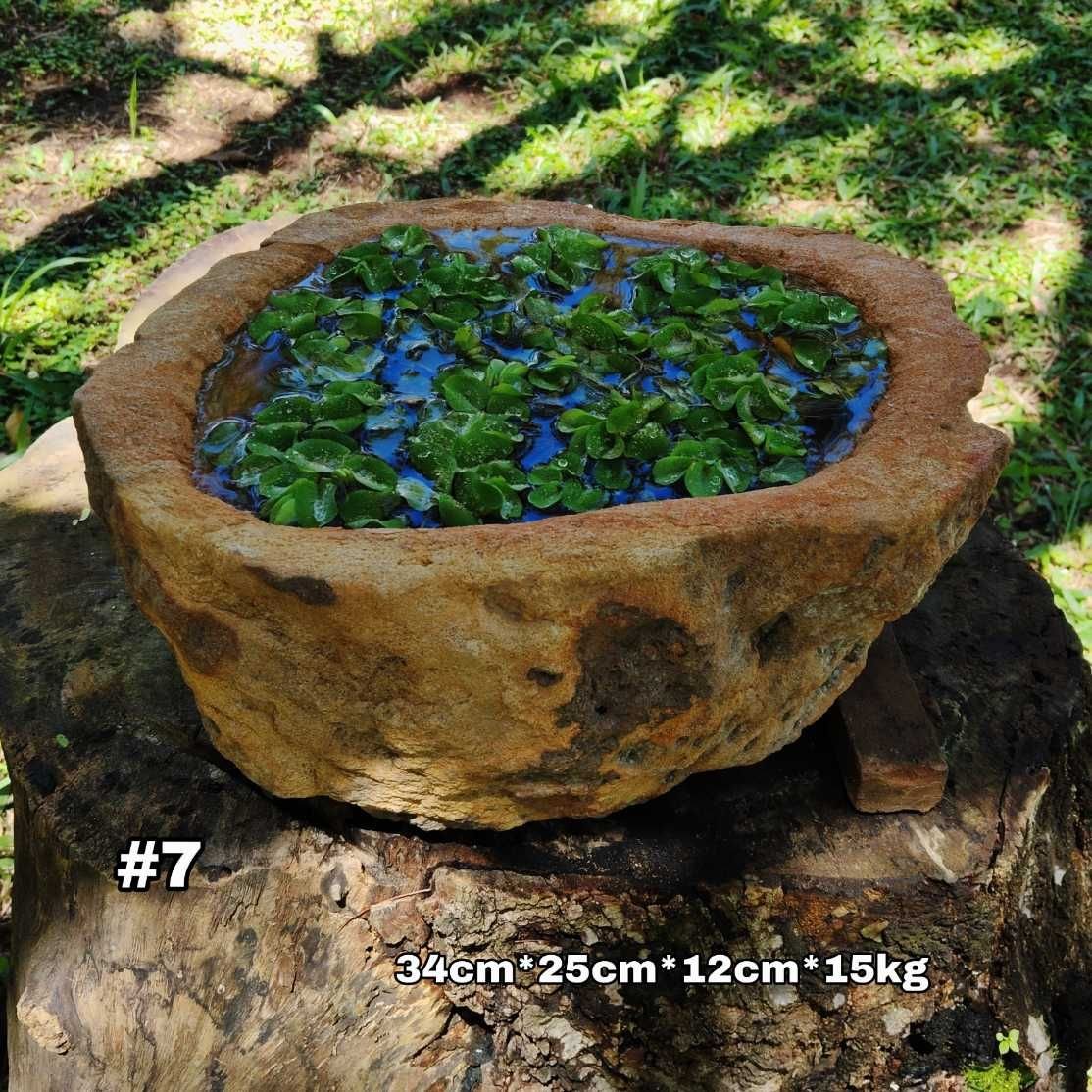 Pila rustica en piedra natural, bebedero pajaro