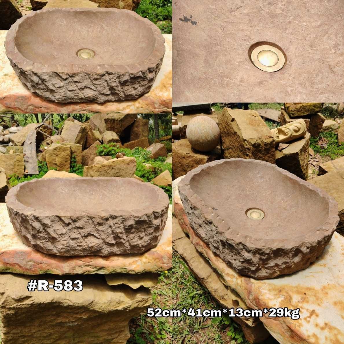 Lavamanos de Piedra Rústico de Cantera. Piedras Ocres