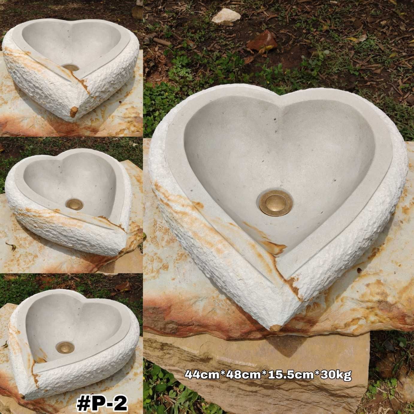 Lavamanos en piedra temático del corazón