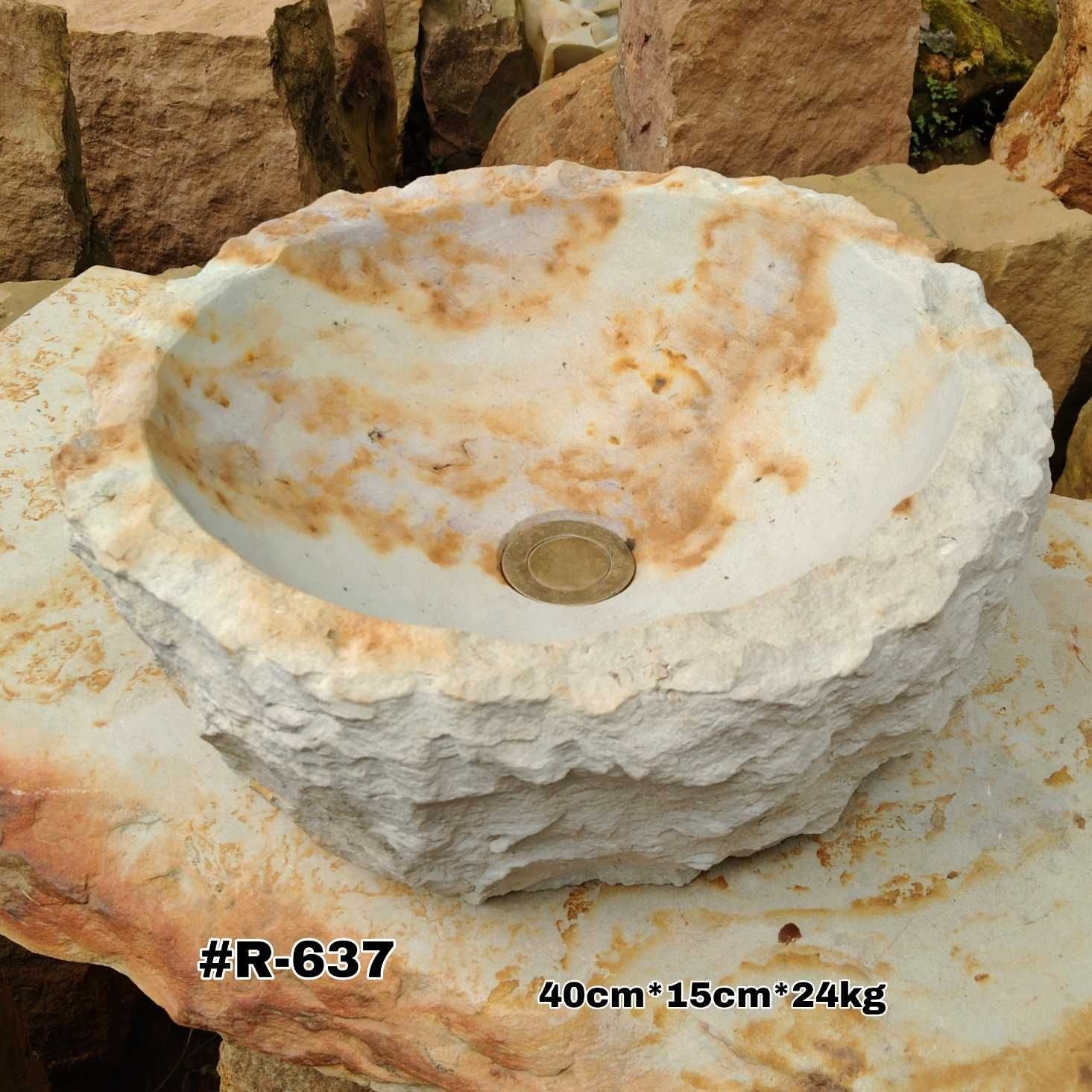 Lavamanos rústico de cantera en piedra