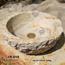 Lavamanos en Piedra Redondo Rústico de Cantera, #R-649
