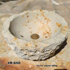 Lavamanos en Piedra Redondo Rústico de Cantera, #R-650