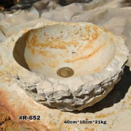 Lavamanos en Piedra Redondo Rústico de Cantera, #R-652