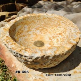 Lavamanos en Piedra Redondo Rústico de Cantera, #R-655