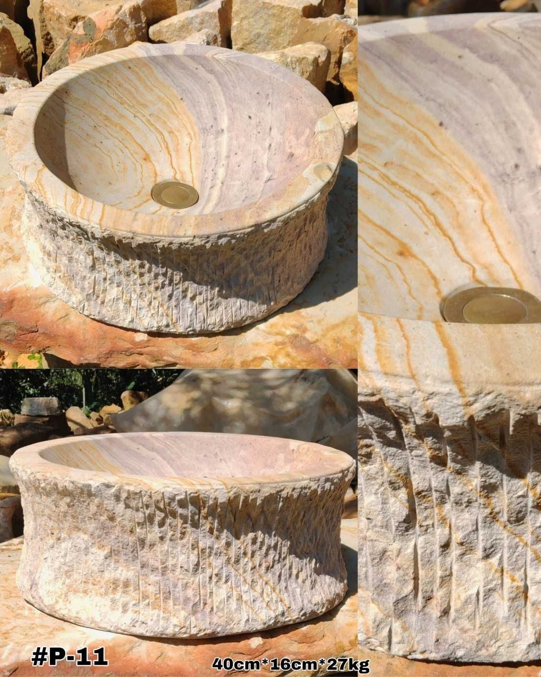 Lavamanos en piedra redondo