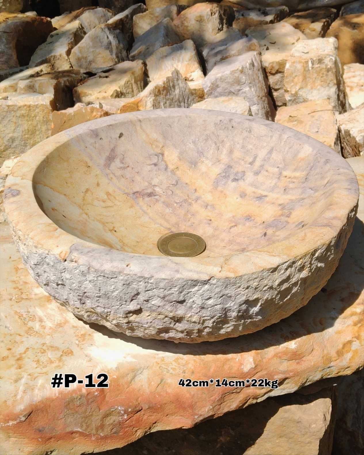 Lavamanos en piedra redondo