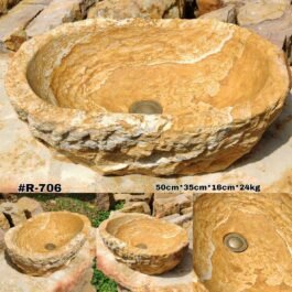 Lavamanos En Piedra Ovalado De Cantera, #R-706