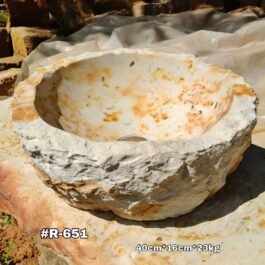 Lavamanos en Piedra Redondo Rústico de Cantera, #R-651