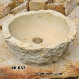 Lavamanos en Piedra Redondo Rústico de Cantera, #R-657