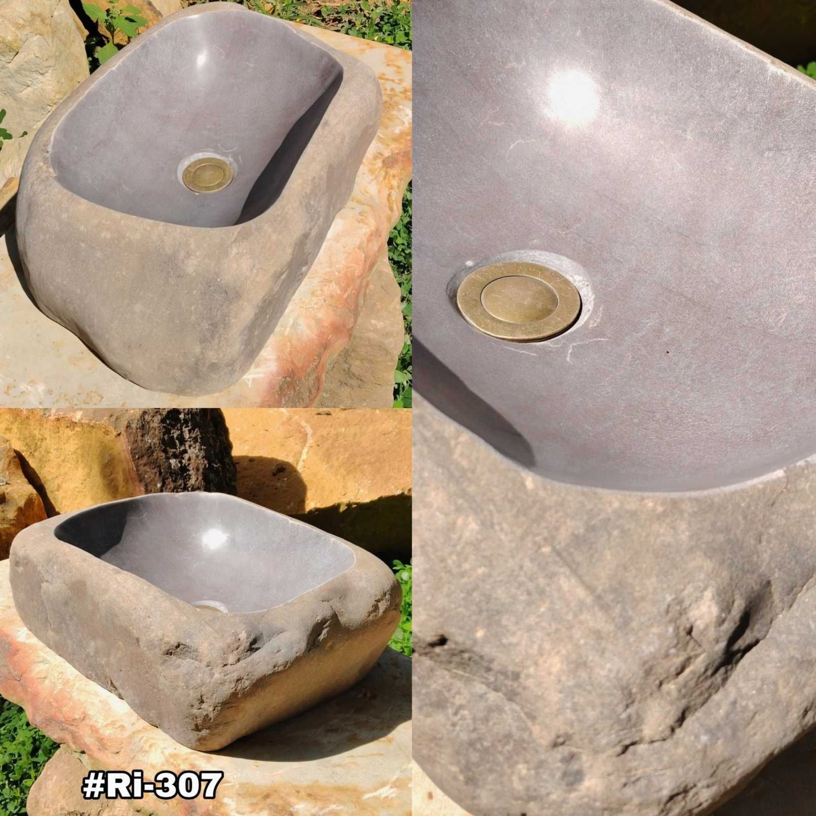 Lavamanos en piedra de río