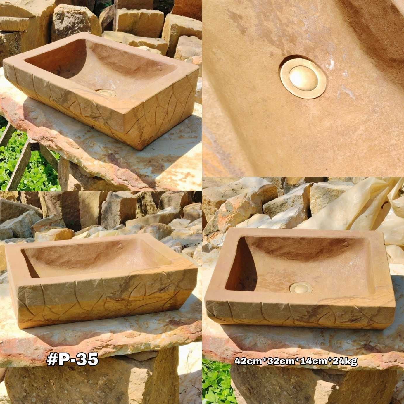 Lavamanos en piedra rectangular
